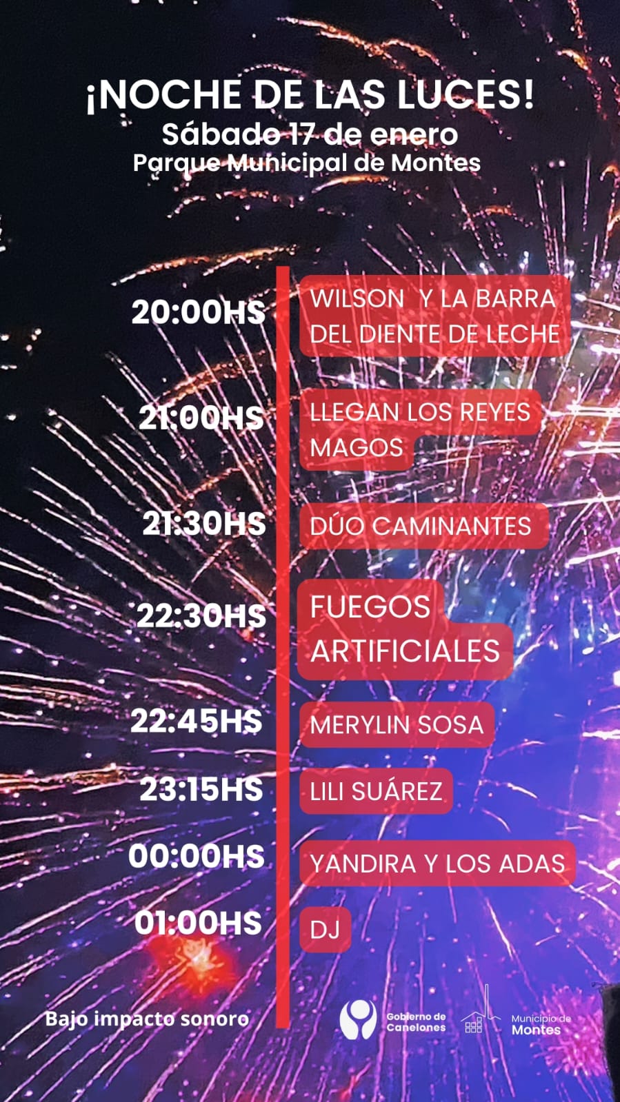 "Noche de las Luces" (de bajo impacto sonoro) en el Parque Municipal de Montes